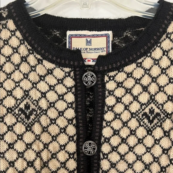 Dale of Norway Black and Cream Knit wool Nordic Cardigan - Picture 2 of 8